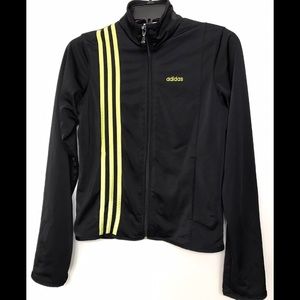Black Adidas Sweater with Lime Green Stripes